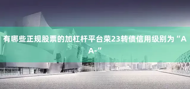 有哪些正规股票的加杠杆平台荣23转债信用级别为“AA-”